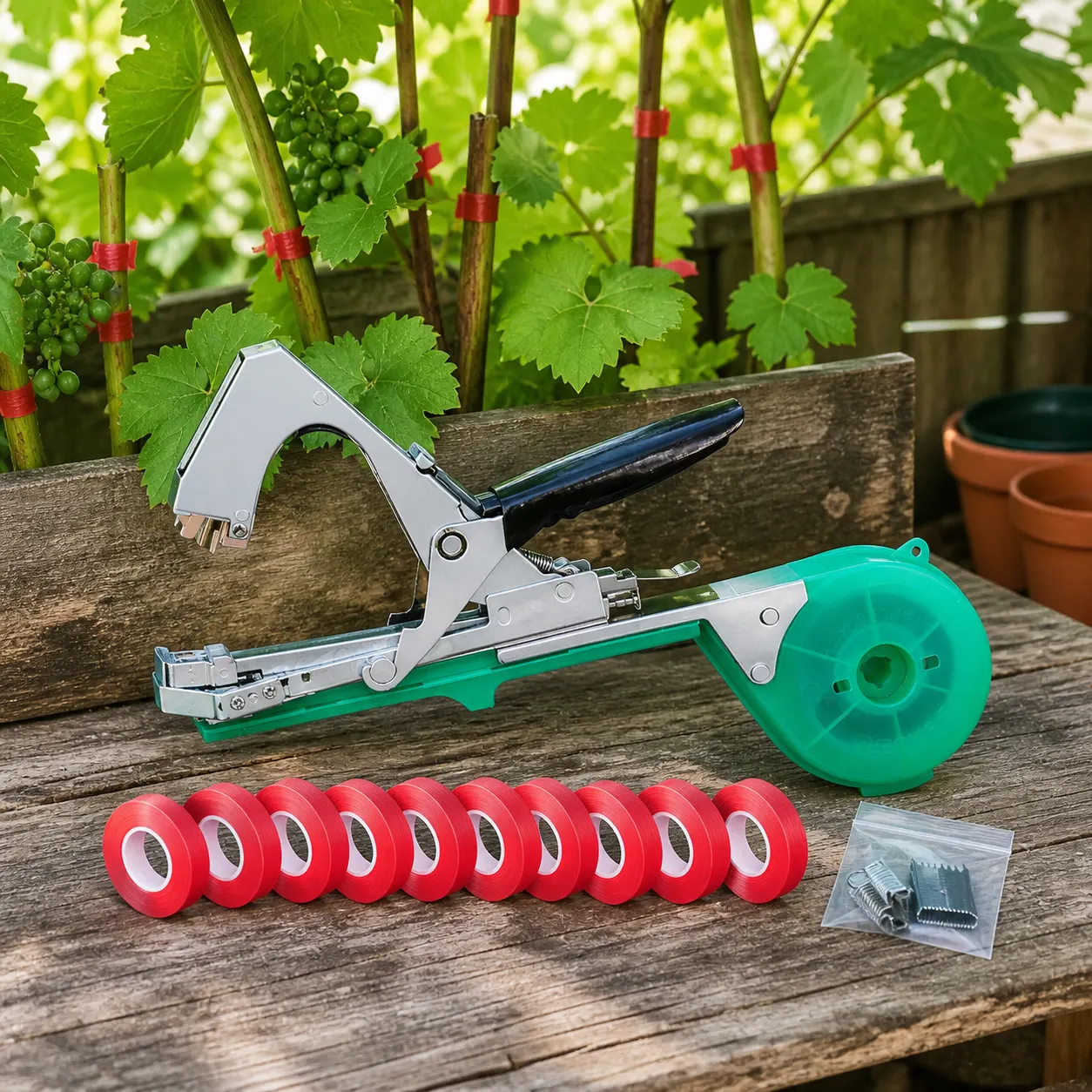 Plant Tapener Tying Tool in use
