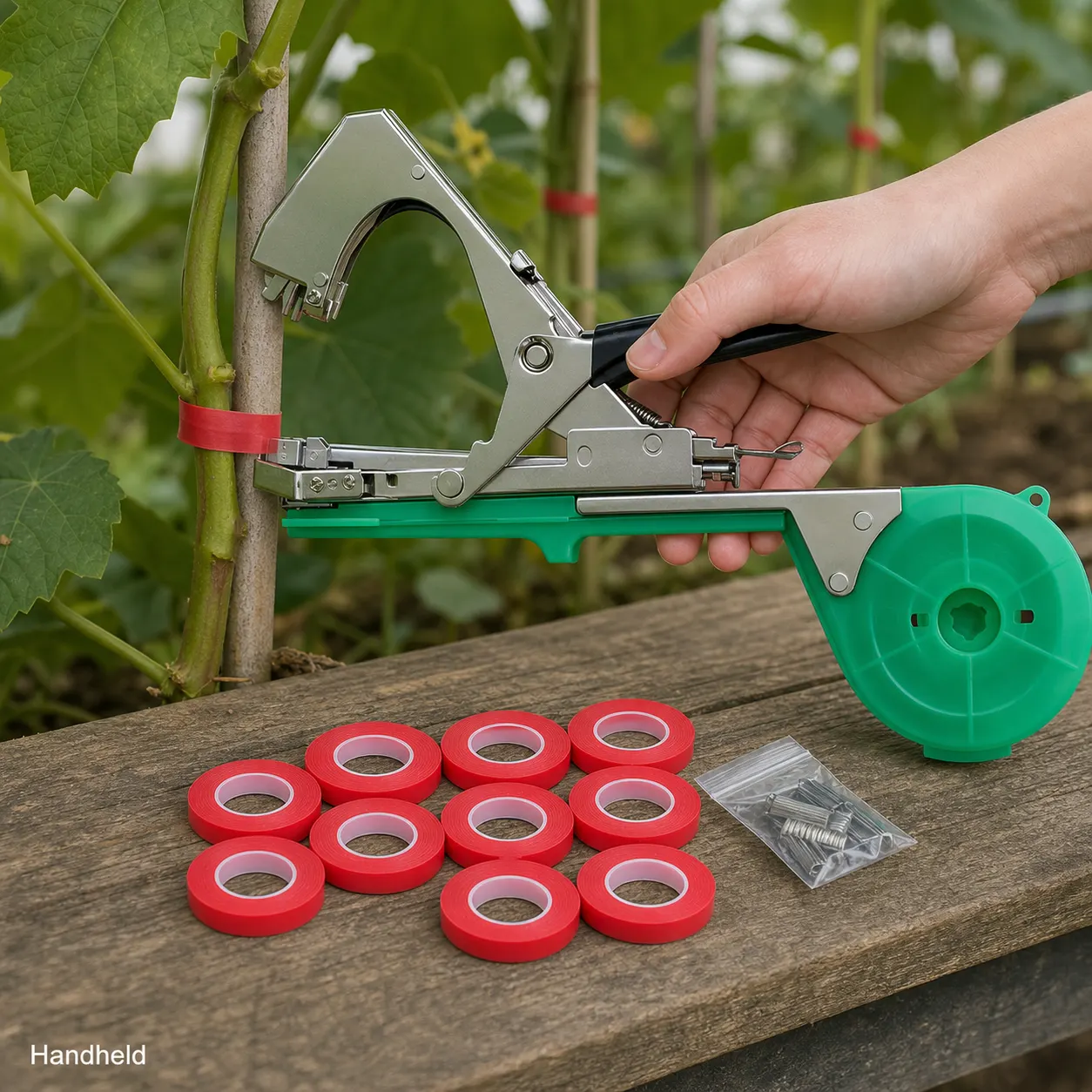 Plant Tapener Tying Tool in use
